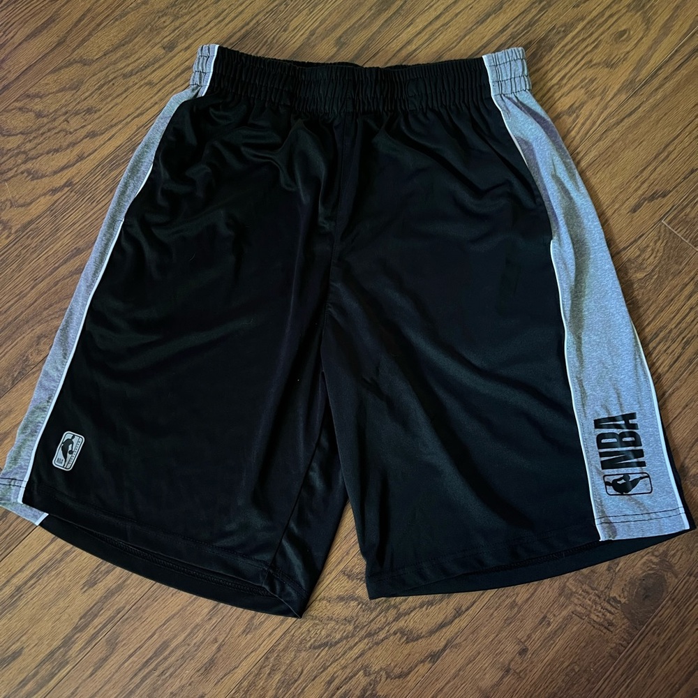 NBA Men's Athletic Black and Gray Shorts